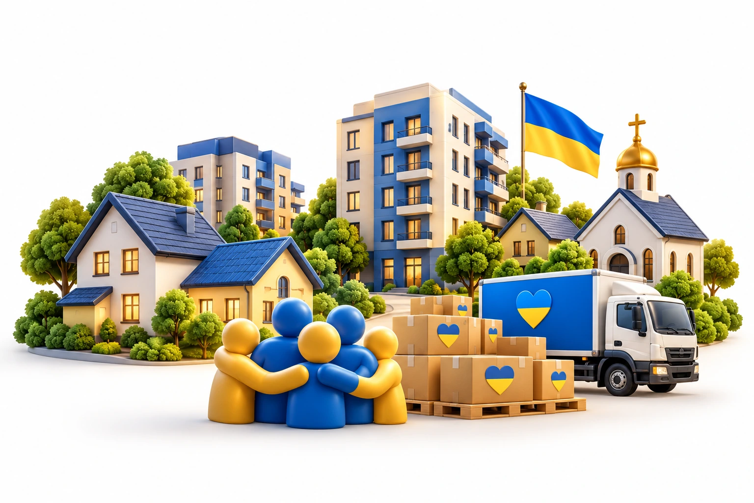 Community receiving humanitarian support