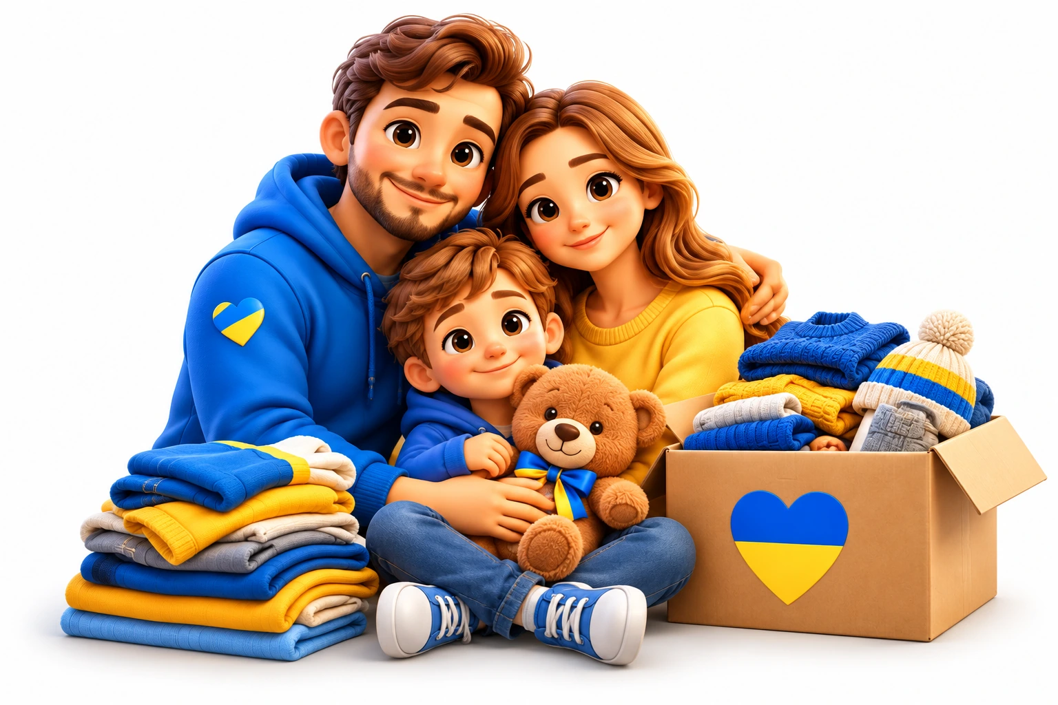Family receiving humanitarian support